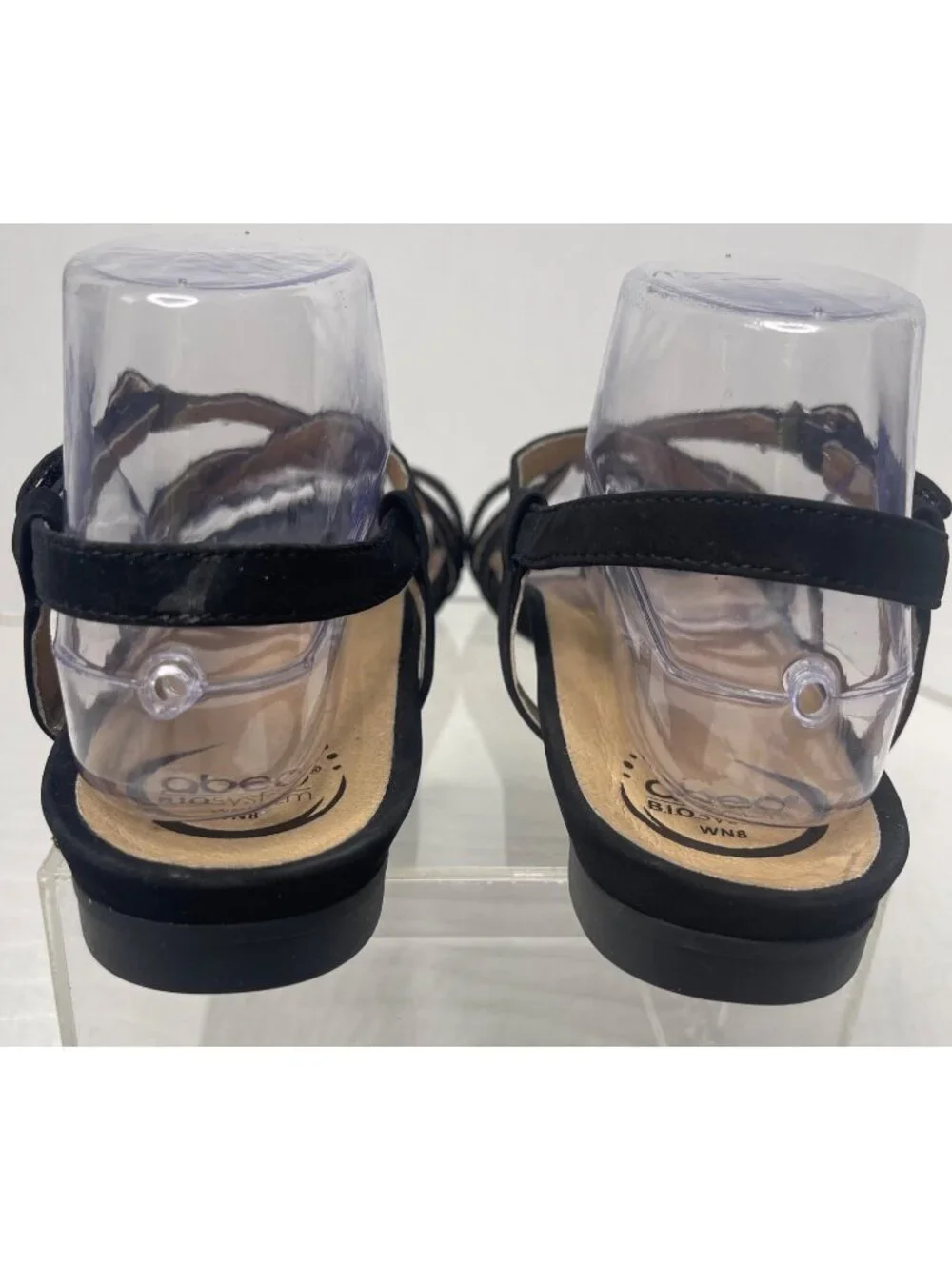 NEW Abeo BIO System Sylvie Strappy Leather Sandals 8N Rhinestone Black Comfort